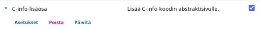 Lisäosan asetukset Lisäosan asetukset