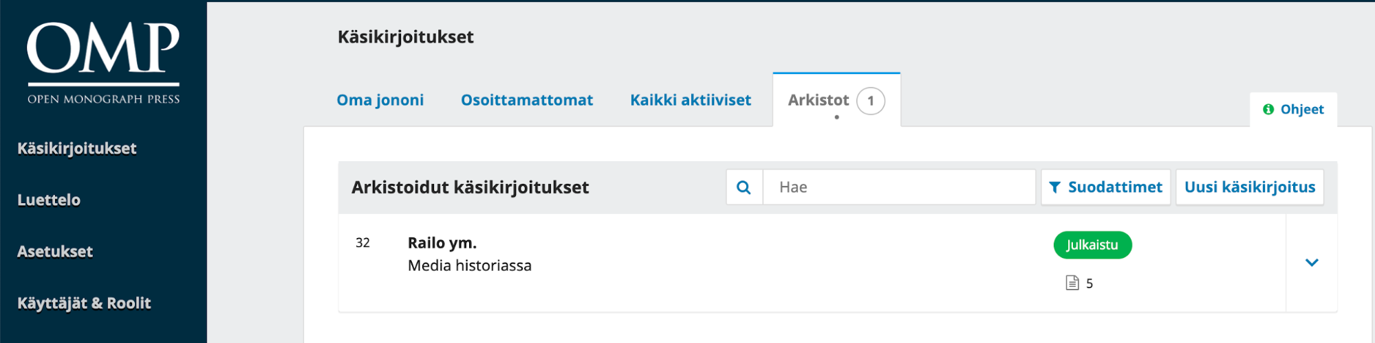 Kirjan haku arkistosta Kirjan haku arkistosta