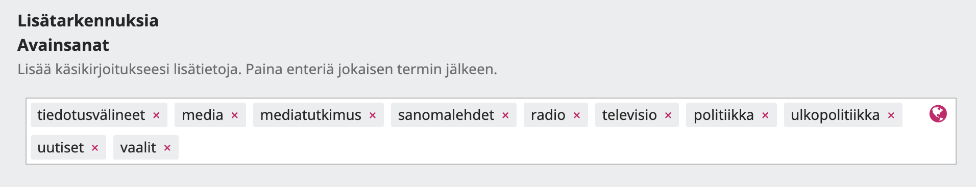 Lisätarkennukset Lisätarkennukset