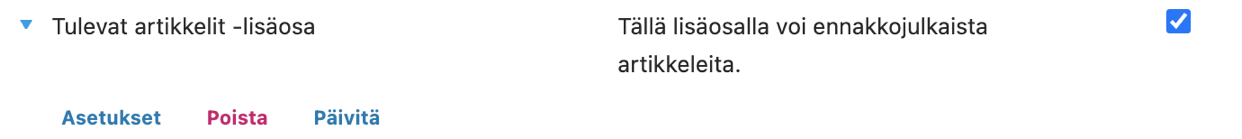 Lisäosan aktivointi Lisäosan aktivointi