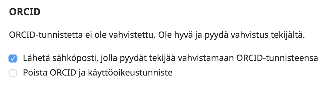 Tekijätietoihin liitetty tunniste kuvailutiedoissa