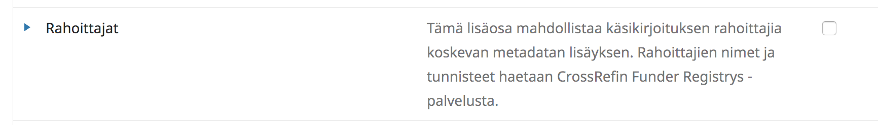 Rahoittajat-lisäosa Rahoittajat-lisäosa