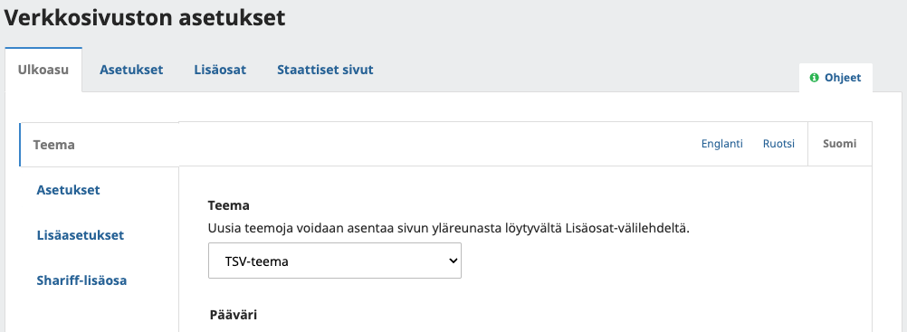 Ulkoasuteeman valinta