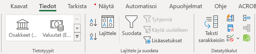 CSV-datan jakaminen sarakkeisiin