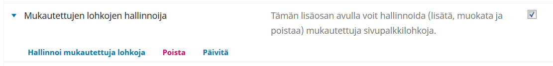 Muokautettujen lohkojen luonti Muokautettujen lohkojen luonti